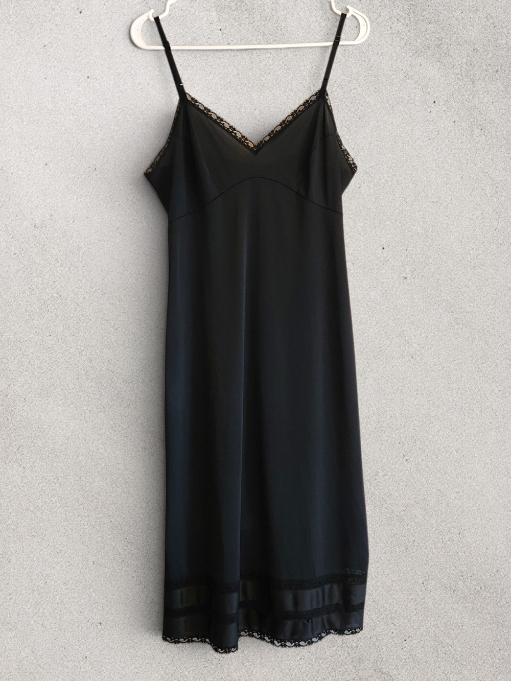 Vintage JCPenney Sheer Black Slip With Lace Detail